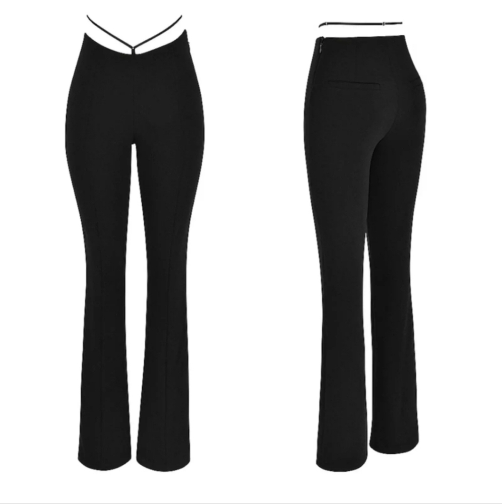 House of CB Layla Black V-Front Trousers Size M $149
